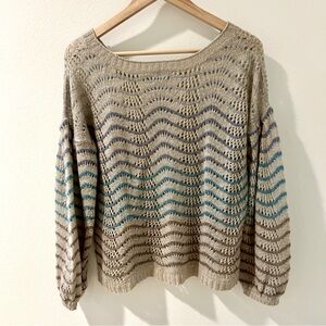 Hinge Loose Knit Drop Puff Sleeve Sweater Size Medium